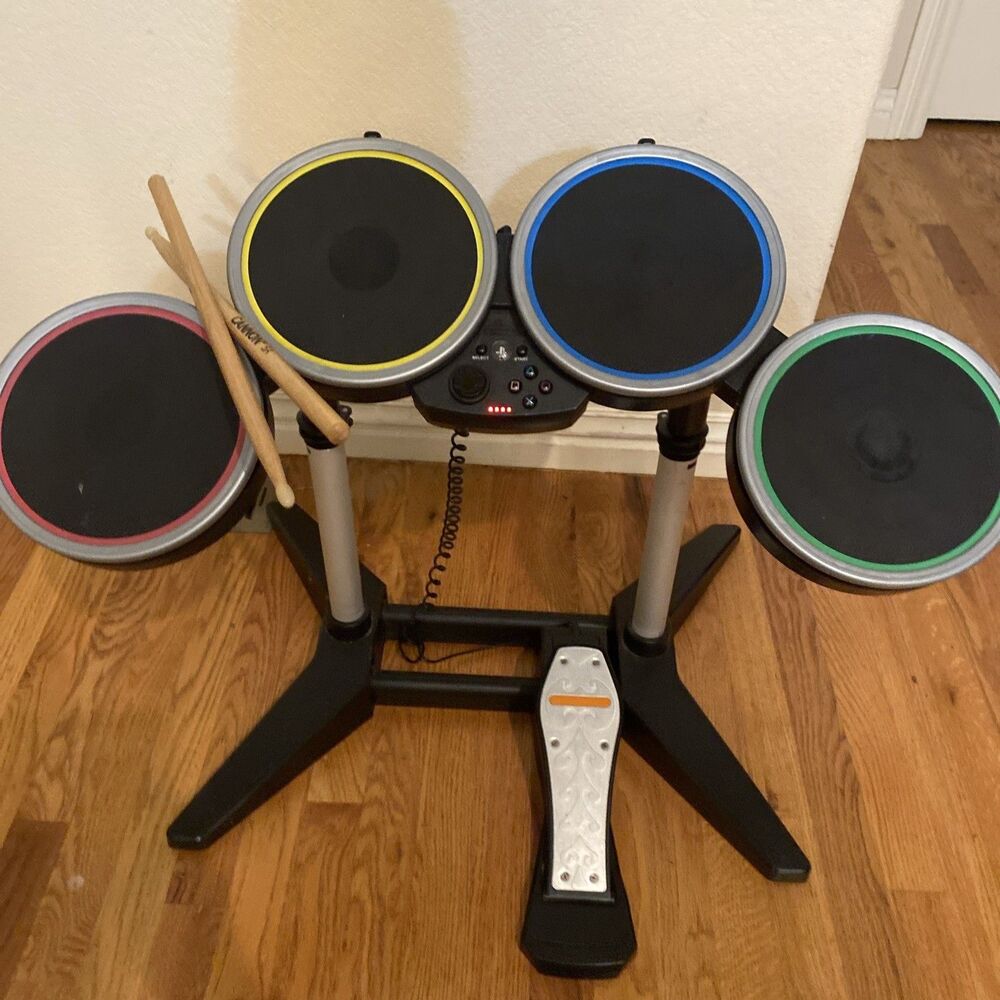 PlayStation Rock Band Harmonix PSDMS2 Drums Set Stand Pedal & Drum Sticks